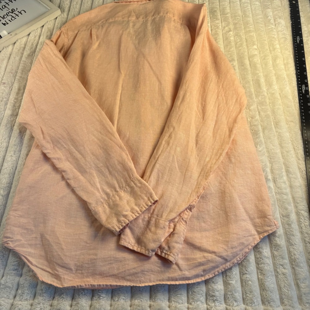 J.Crew Factory Mens Slim Fit 100% Linen Button Down Shirt Peach Orange Medium - Picture 10 of 10
